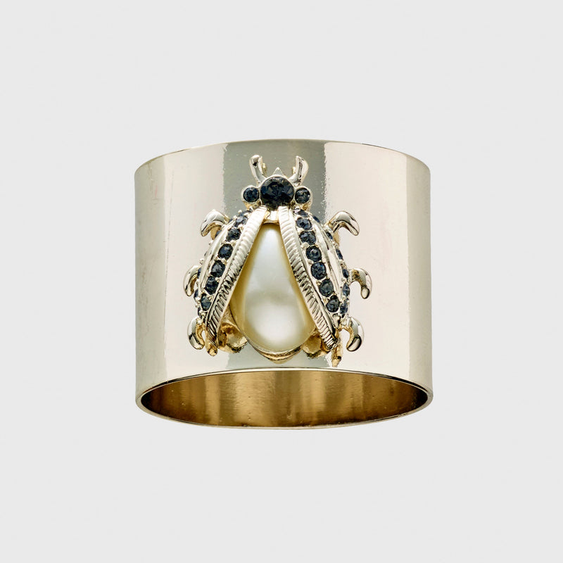 Ladybug napkin rings, pearl, set of two