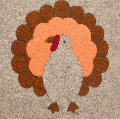 Hand Felted Wool Thanksgiving Turkey Table Runner - 16x44"