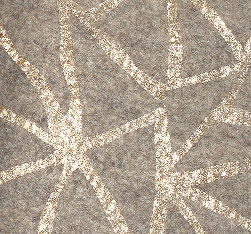 Hand Felted Wool Gold Maze on Gray Table Runner - 16x72"