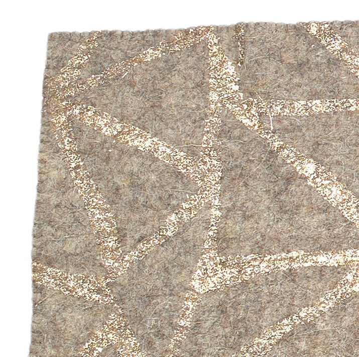 Hand Felted Wool Gold Maze on Gray Table Runner - 16x72"