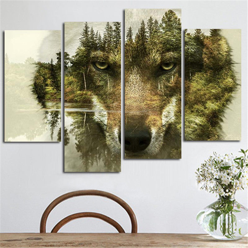 Wolf Head Silhouette Wall Art