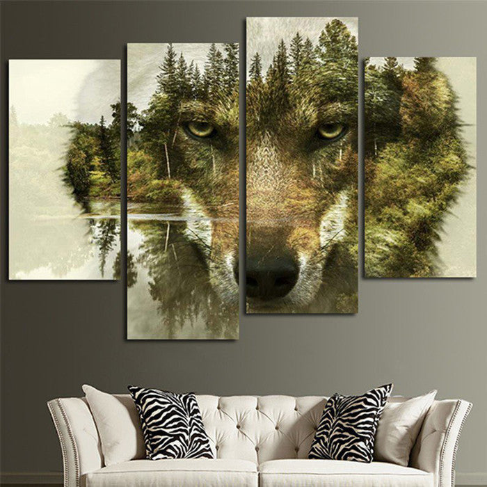 Wolf Head Silhouette Wall Art
