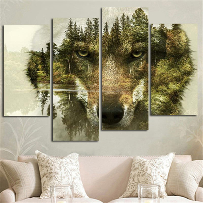 Wolf Head Silhouette Wall Art