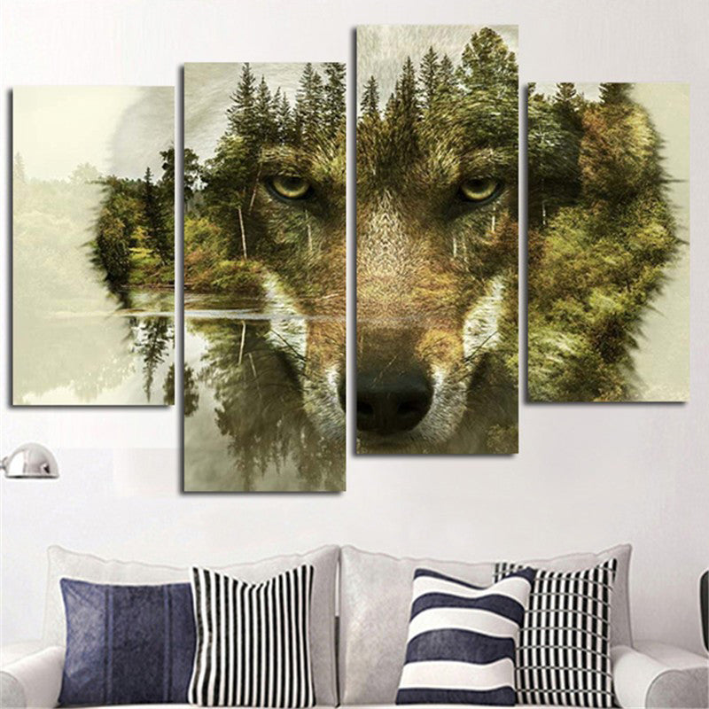 Wolf Head Silhouette Wall Art