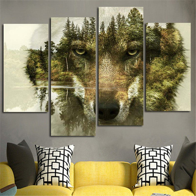 Wolf Head Silhouette Wall Art