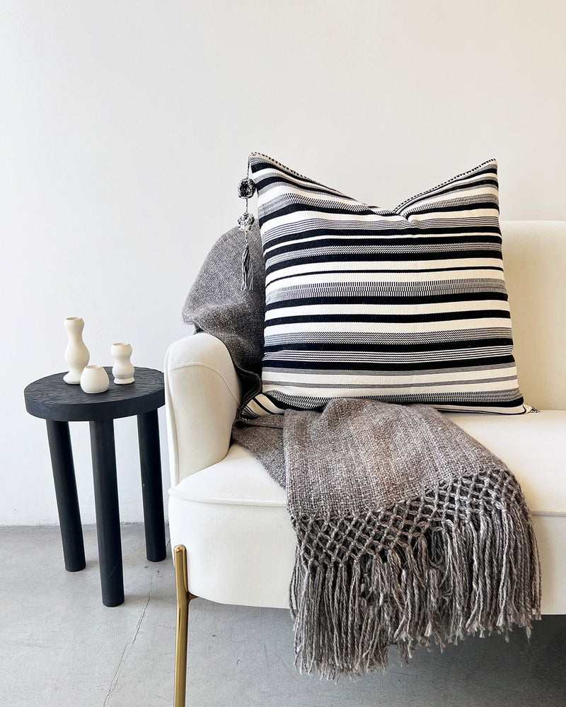 SALE SanCri B&W Thin Stripe Pillow