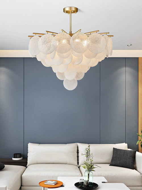 MIRODEMI® Round white glass ceiling light for bedroom, living room