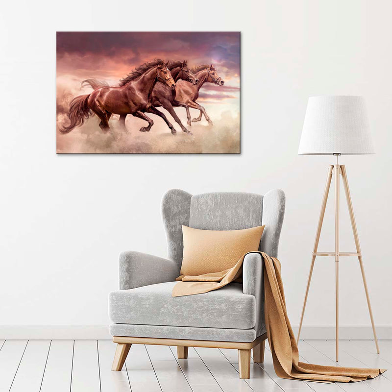 Three Running Horses Wall Art