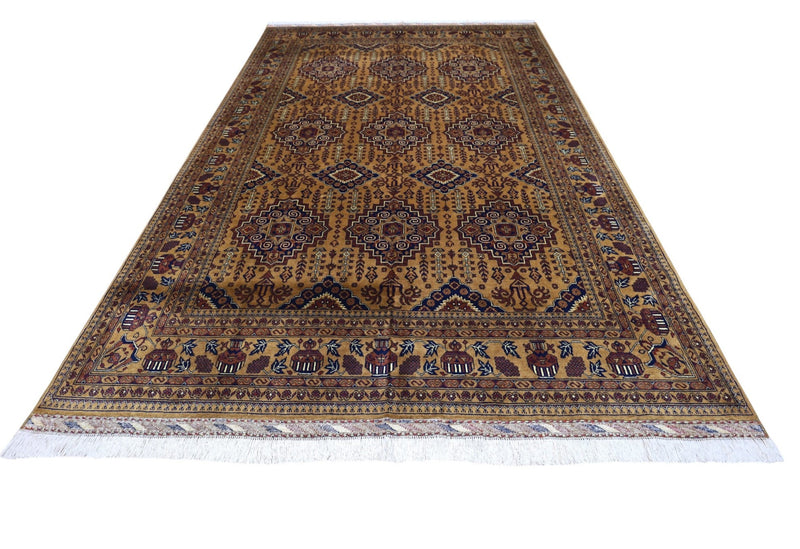 Hand-Knotted Afghani Zerkhaki Wool Rug – 6’7″  x  10’2″