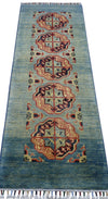Hand-Knotted Afghani Kazak Wool Rug – 2’1″  x  5’7″