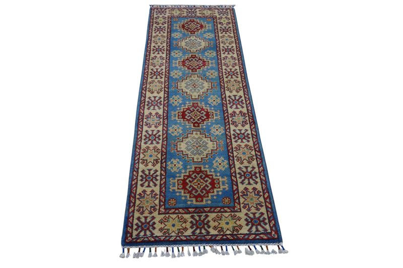 Hand-Knotted Afghani Kazak Wool Rug – 2’0″  x  5’10″