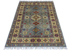 Hand-Knotted Afghani Kazak Wool Rug – 3’11″  x  5’6″