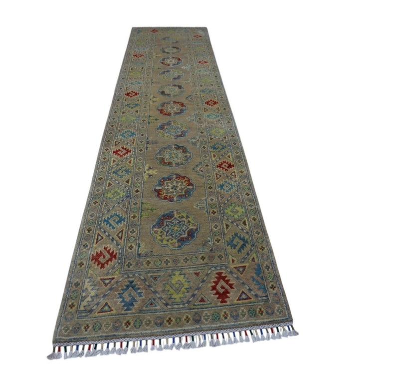 Hand-Knotted Afghani Kazak Wool Rug – 2’7″  x  10’0″