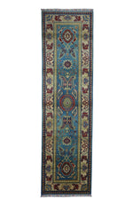 Hand-Knotted Afghani Kazak Wool Rug – 2’8″  x  9’9″