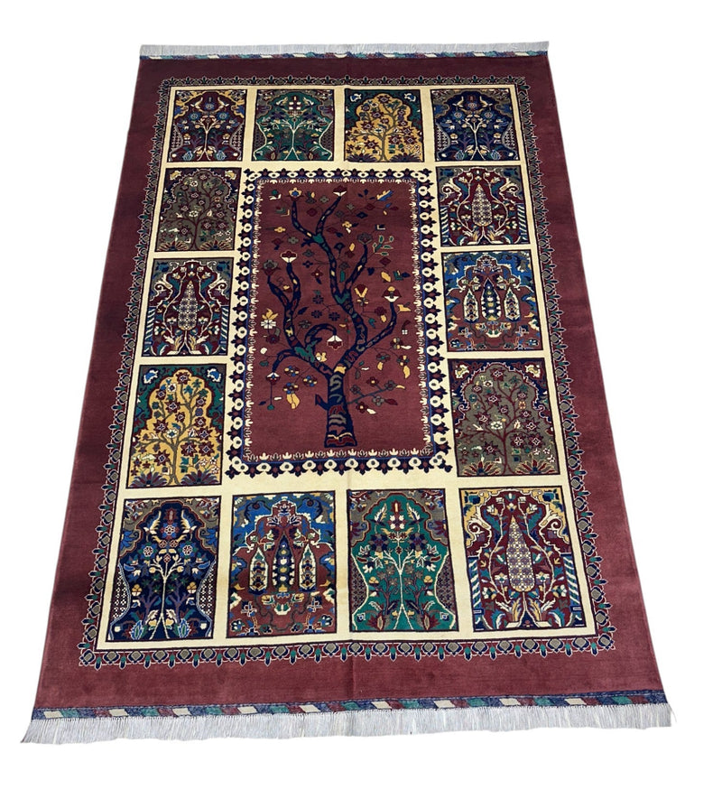 Hand-Knotted Afghani Tree of Life Wool Rug – 6’6″  x  9’6″