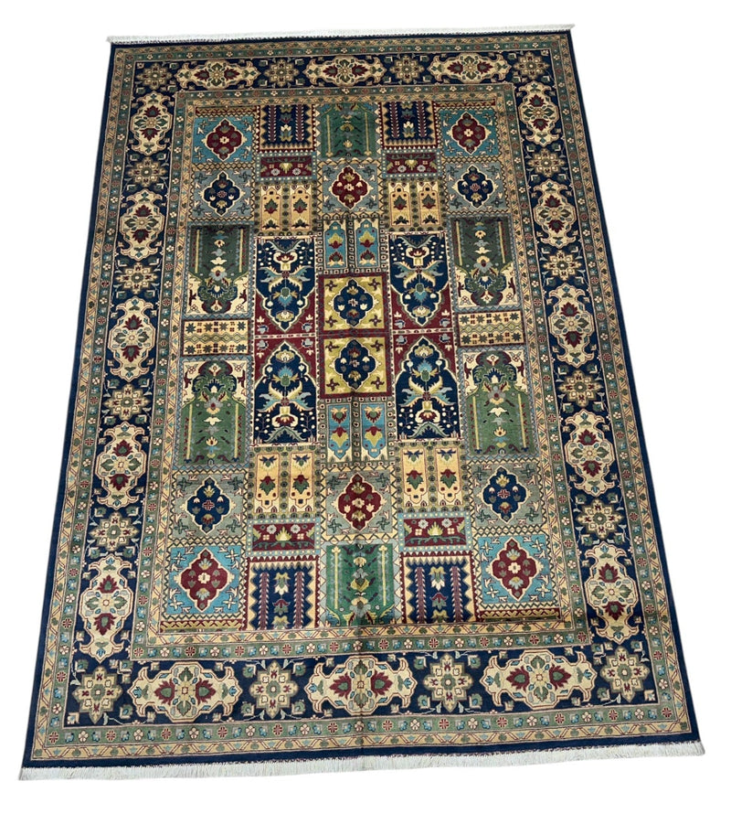 Hand-Knotted Afghani Bakhteiari Wool Rug – 6’9″  x  9’9″