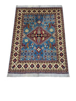 Hand-Knotted Afghani Kazak Wool Rug – 5’0″  x  6’8″