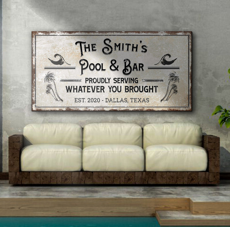 Personalized Rustic Pool And Bar Sign