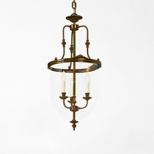 Italian bronze lantern with glass.