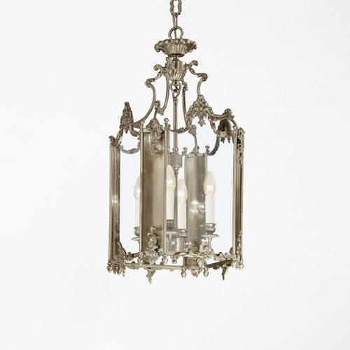 Italian silver lantern with glass.