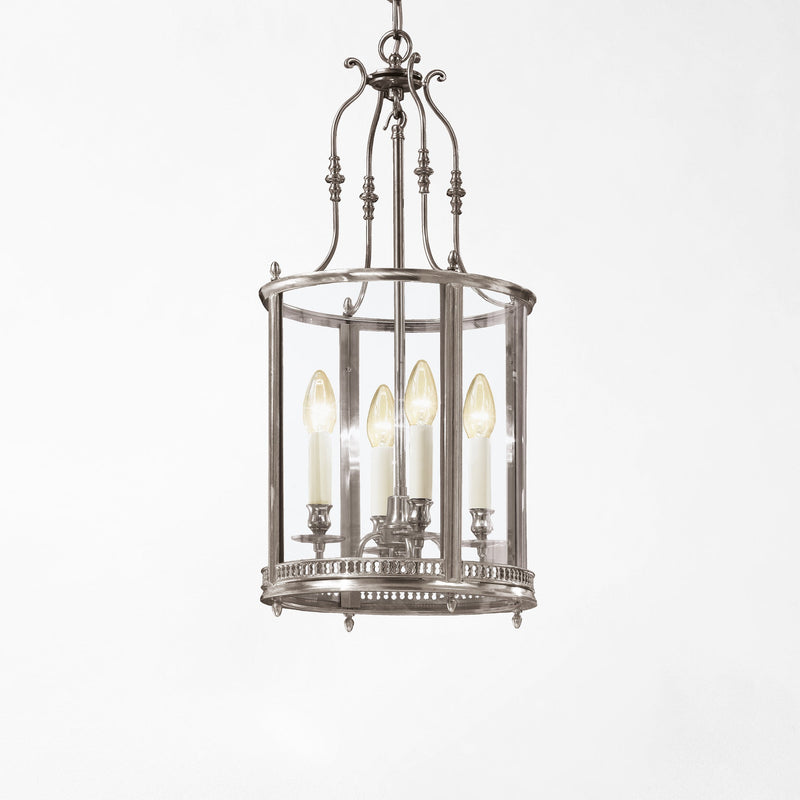 Italian silver lantern with glass.