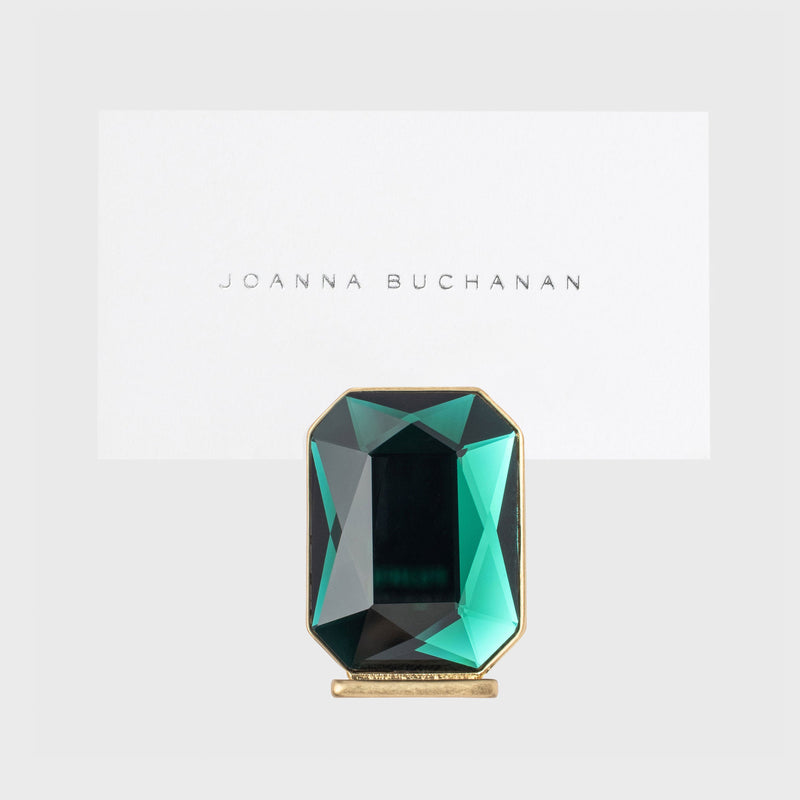 Single gem placecard holder, emerald, set of two