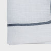 Gunmetal trim linen dinner napkins, white, set of two