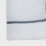 Gunmetal trim linen dinner napkins, white, set of two
