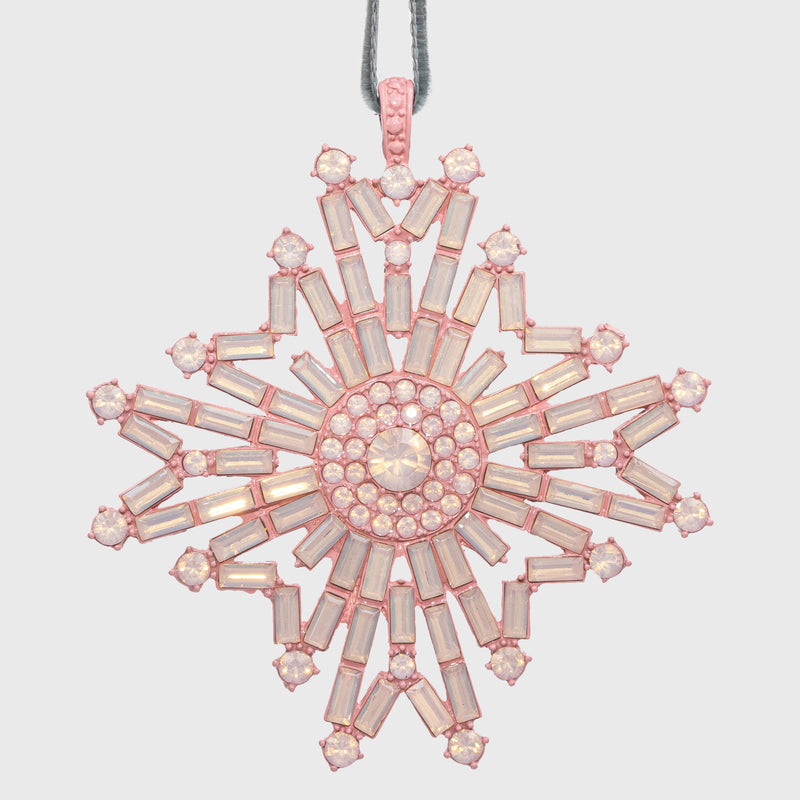 Baguette snowflake hanging ornaments boxed set, sherbet