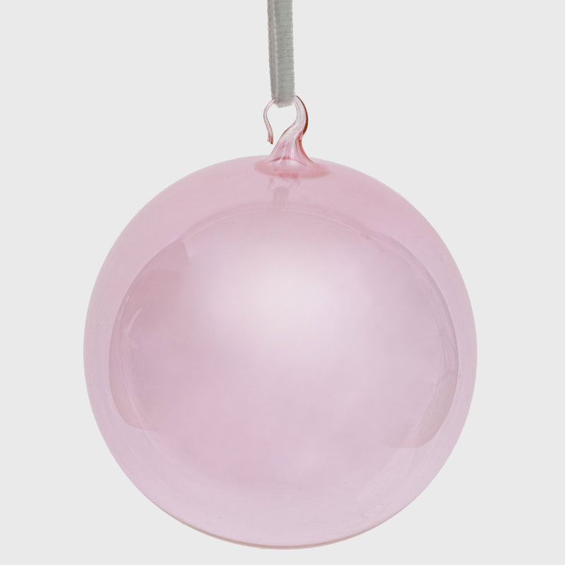 Glass bubble balls, pale pink, set of three