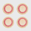 Ruffle edge straw coasters, pink