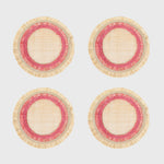 Ruffle edge straw coasters, pink