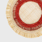 Ruffle edge straw coasters, red