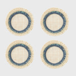 Ruffle edge straw coasters, indigo