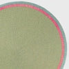 Bright stripe hand beaded placemat, seafoam with pink