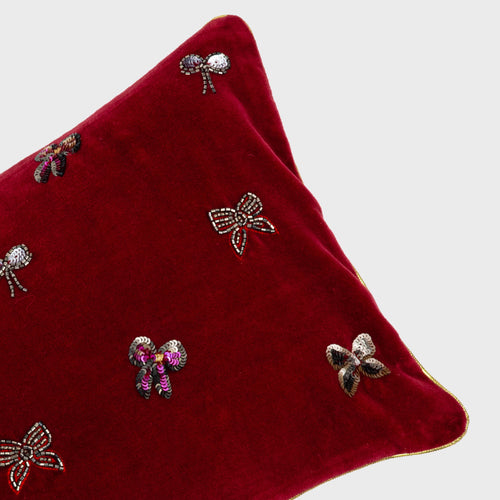 Bow pillow, red