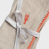 Lobster embroidered dinner napkins, flax, set of two