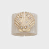 Shell resin napkin rings, pearly white, set of four