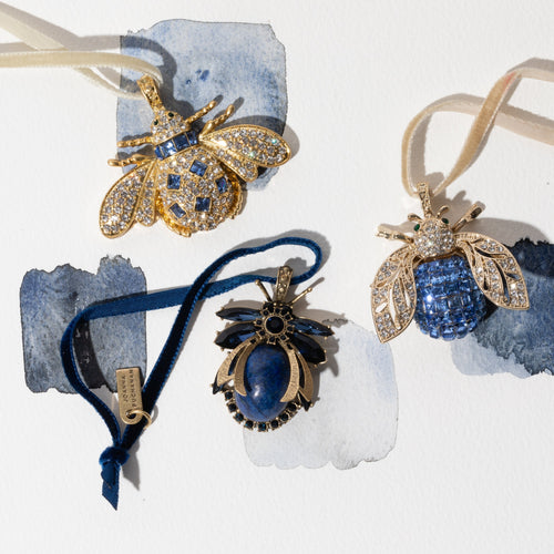 Sparkle bee hanging ornament, periwinkle