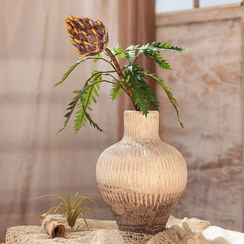 Artificial Artichoke Flower Stem in Rust Red 21" Tall Silk Plant