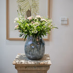 Blue Bubble Hand Blown Glass Vase