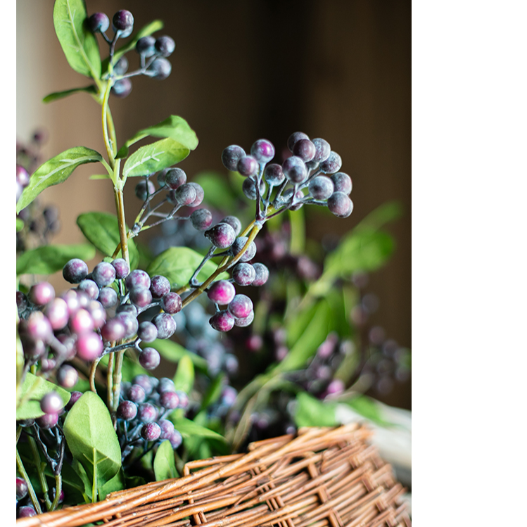 Artificial Blue Snowberry Leaf Stem 28" Tall