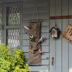 Brown Canvas Hanging Wall Storage for Garden Tools