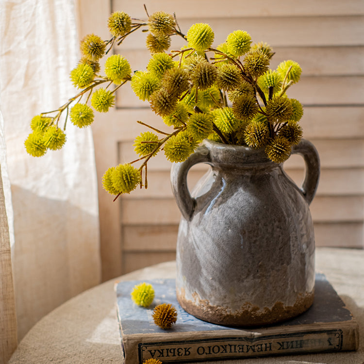 Artificial Ricinus Stem in Yellow 15" Tall