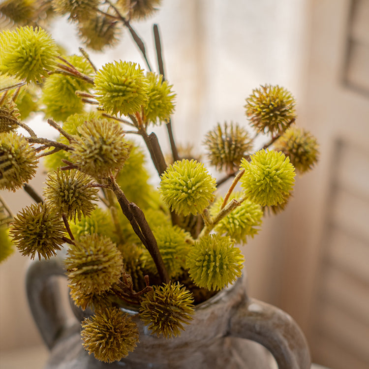 Artificial Ricinus Stem in Yellow 15" Tall