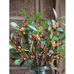 Artificial Fruit Snow Berry Leaf Stem 28" Tall Silk Plant
