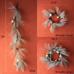 Christmas Faux Snow Pine Needle Wreath or Vine