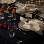 Enamel bow skinny napkin rings, navy, set of four
