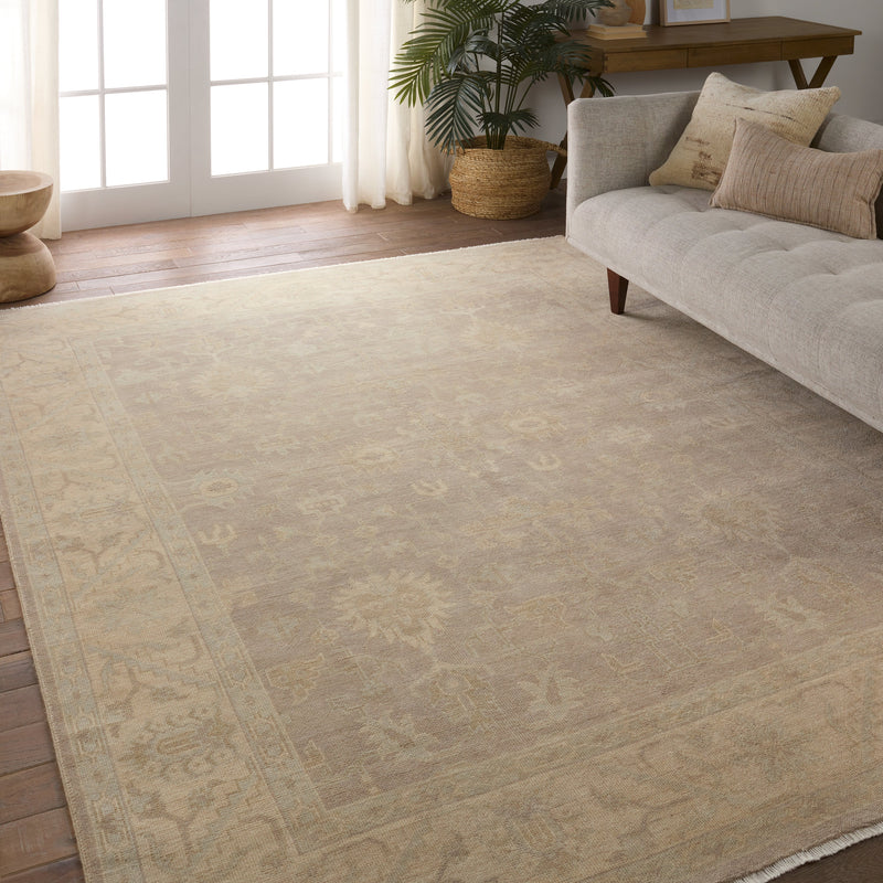 Eloquent Cream Verity Hand-Knotted Rug