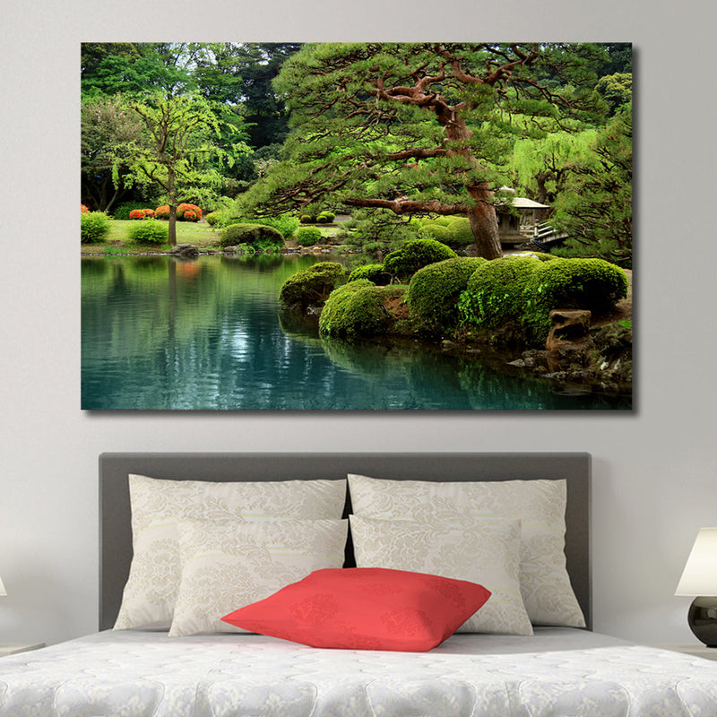 Zen Lakeside Bonsai Trees Wall Art